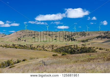 A wind farm near the town of Dalgety, New South Wales, Australia
