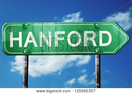 hanford road sign on a blue sky background