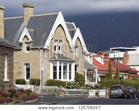 Quiet streets in Hobart town (Tasmania Australia).