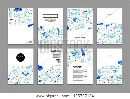 Hand Drawn Style Business Design. Pencil Sketch. Set of application development, web site coding, information and mobile technologies vector icons and elements.