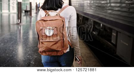 Backpacker Exploring Destination Casual Relax Concept