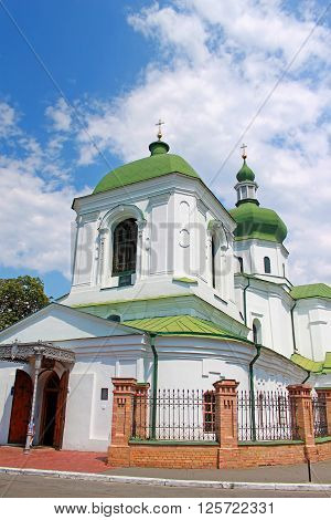 The Church of St. Nicholas Prytysk located on historical neighborhood of Podol in Kyiv, Ukraine