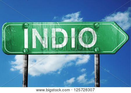 indio road sign on a blue sky background