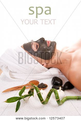 Spa. Twarzy Mask.Isolated błota na biały