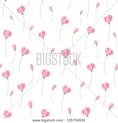 cute little pink flowers seamless pattern background. vector.