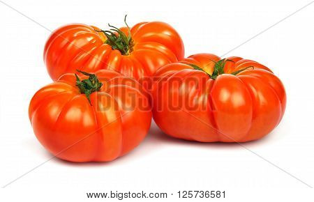 Fresh ripe red tomatoes Timento cultivar isolated on white background.