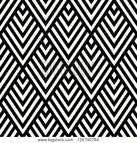 Abstract Monochrome Diamond Textile Background - Vector Seamless Pattern