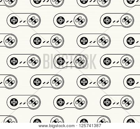 Modern Stylish Outlined Background With Repeating Retro Video Game Console Controller - Vector Seaml