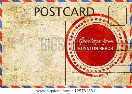 greetings from boynton beach, stamped on a postcard