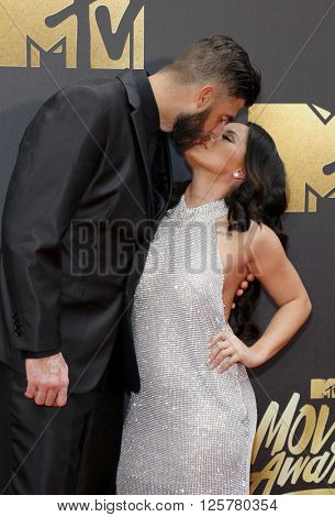 David Eason and Jenelle Evans at the 2016 MTV Movie Awards held at the Warner Bros. Studios in Burbank, USA on April 9, 2016.