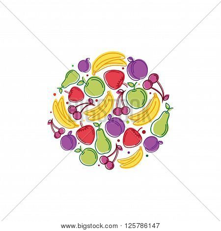 Vector logo design template with fruits mix.