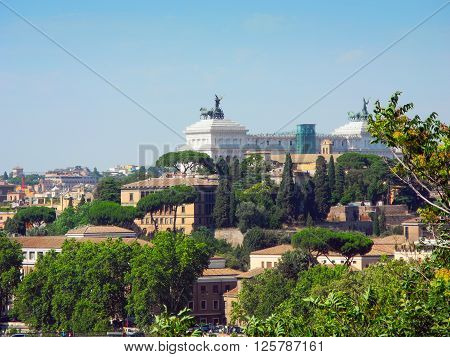 Capitol hilll and the cityscape of Rome in Italy.