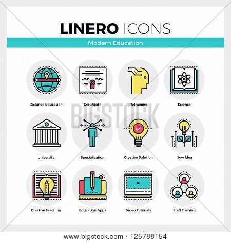 Modern Education Linero Icons Set