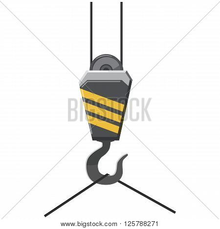 Crane hook icon in cartoon style on a white background