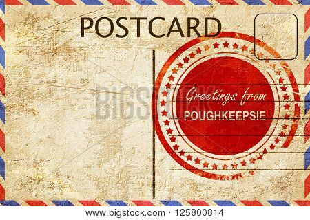 greetings from poughkeepsie, stamped on a postcard