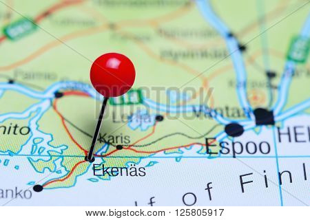 Ekenas pinned on a map of Finland