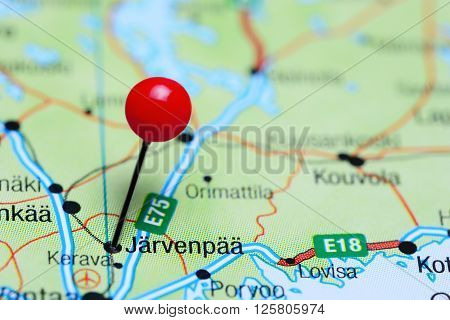 Jarvenpaa pinned on a map of Finland