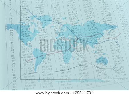 Abstract Background - Business Concept - Numbers, graph, world map