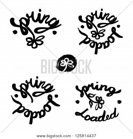 Spring calligraphy set. Hand drawn lettering 