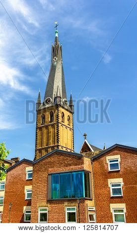 St Lambertus church at the riverside of Dusseldorf - Germany