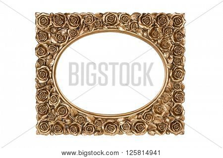 Bronze carved picture frame isolated over white with clipping path.