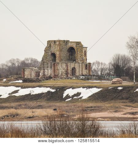 Velikiy Novgorod, Russia - 12 March, Rurik mound and Prince's stone, 12 March, 2016
Rurik settlement - archaeological site at the source of the river Volkhov.