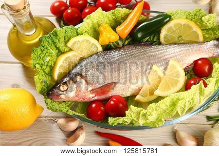 fresh raw fish on table