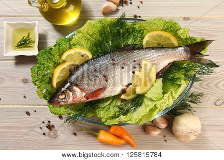 fresh raw fish on table