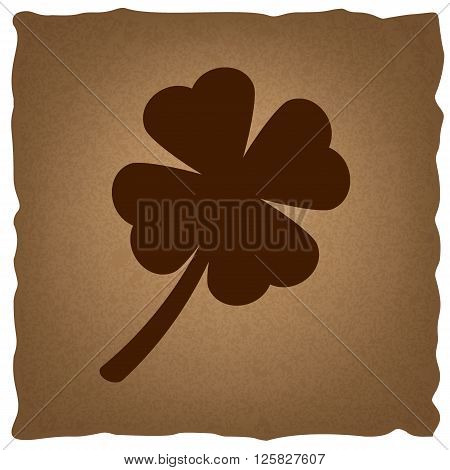 Leaf clover sign. Coffee style on old paper.
