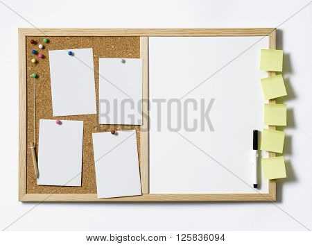 Cork Pinboard fully loaded with blank labels