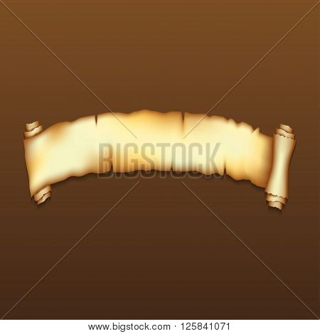 Ancient  scroll on brown background with shadow