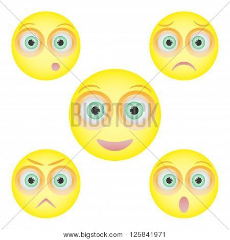 Set  of Emoticons. Set of Emoji. Isolated vector illustration on white background