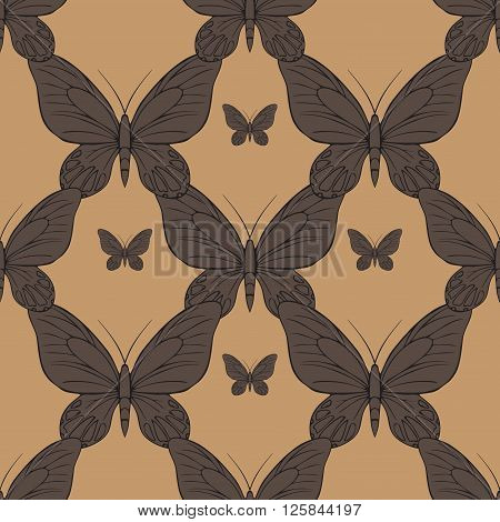 Big realistic background of colorful butterflies. Summer flying insects set for greeting cards and scrapbook seamless pattern