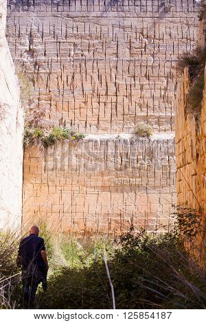 View of the rock cave in Calascibetta. Sicily