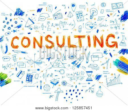 Hand Drawn Style Business Design. Pencil Sketch. Set of application development, web site coding, information and mobile technologies vector icons and elements. Consulting concept.