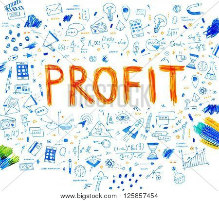 Hand Drawn Style Business Design. Pencil Sketch. Set of application development, web site coding, information and mobile technologies vector icons and elements. Profit concept.