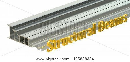 structural beams steel rolled metal H-beam. 3D rendering