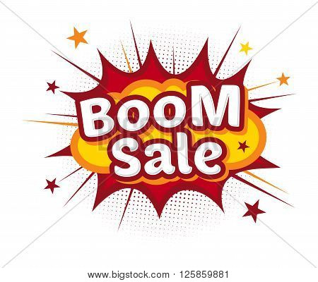 Vector stock of comic explosion bang and boom store promo sale