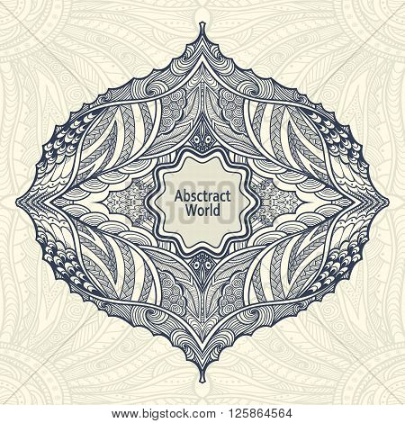Abstract  Background   with Zen doodle or  Zen tangle  pattern black on white for coloring page or relax coloring book or wallpaper or for decorate package clothes  or creative Post Card