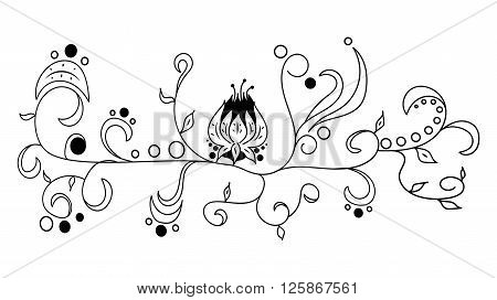 Black vector hand drawn doodle flower .