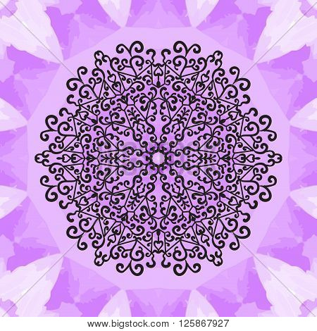 Mandala Print on Violet Seamless Texture background. Vintage decorative element on endless texture. Hand drawn background. Islamic, Arabic, Indian, Asian, Ottoman motifs.
