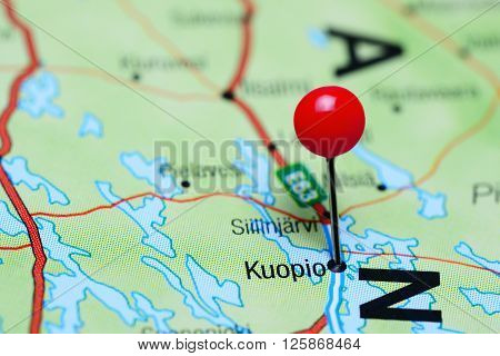 Kuopio pinned on a map of Finland