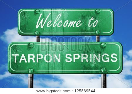 Welcome to tarpon springs green road sign
