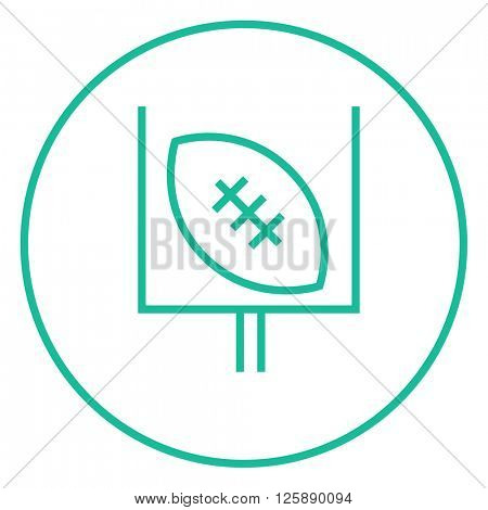 Gate and ball for rugby line icon.