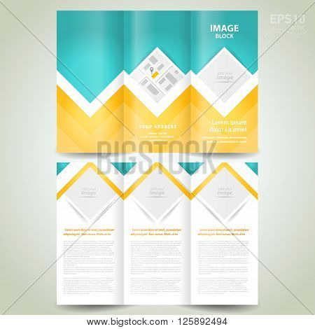 Vector Brochure Tri-fold Layout Design Template square block for images