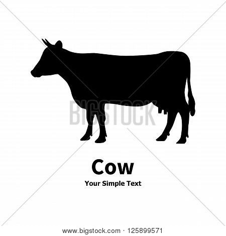 Vector illustration of a pet cow icon. Isolated silhouette on a white background.