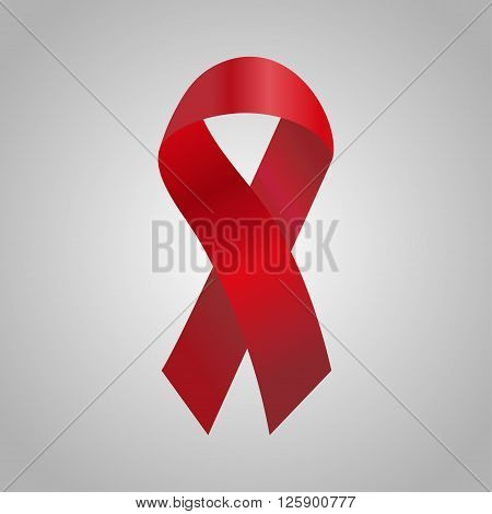 Cancer Ribbon In The Red Gradient. Vector Illustration