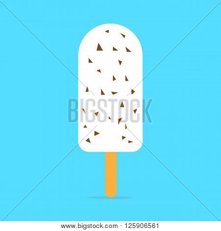 White Ice Cream with chocolate. Chocolate dessert.