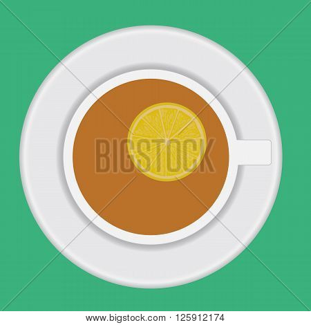 Vector cup of tea with lemon. Fruit tea