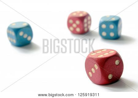 Six sided dice isolated on white background.